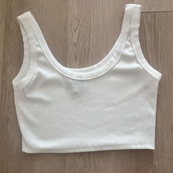 Angie Cream Sleeveless Fitted Crop Tank Top - Picture 2 of 5